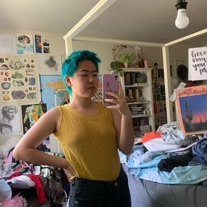 Mustard yellow vintage handmade tank top